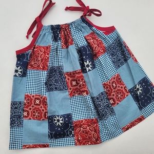 Michael Miller Bandana Patchwork Red/ Blue toddler Dress
